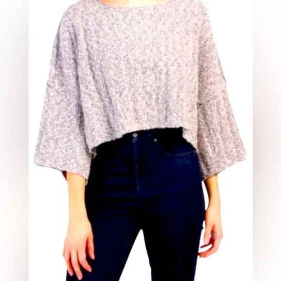 🥳 HOST PICK 🎉 FREE PEOPLE Good Day Pullover Cropped Sweater Large NWT 💫✨