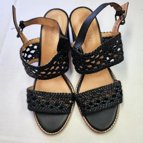 🌸 Madewell | Basketweave Leather Heel Sandals size 8.5