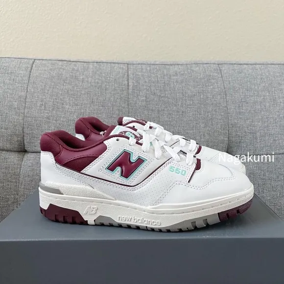 🍁🍂 new balance 550 white maroon classic retro shoes