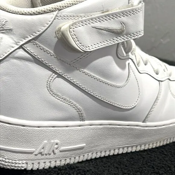 🔥🔥 NIKE Air Force 1 Mid '07 “Triple White” Streetwear Sneaker Shoes Sz 12 - EU