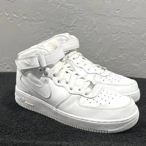 🔥🔥 NIKE Air Force 1 Mid '07 “Triple White” Streetwear Sneaker Shoes Sz 12 - EU