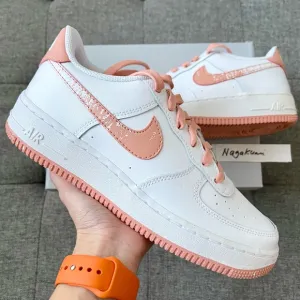 🌸 Nike Air Force 1 white pastel pink shoes (big kids)