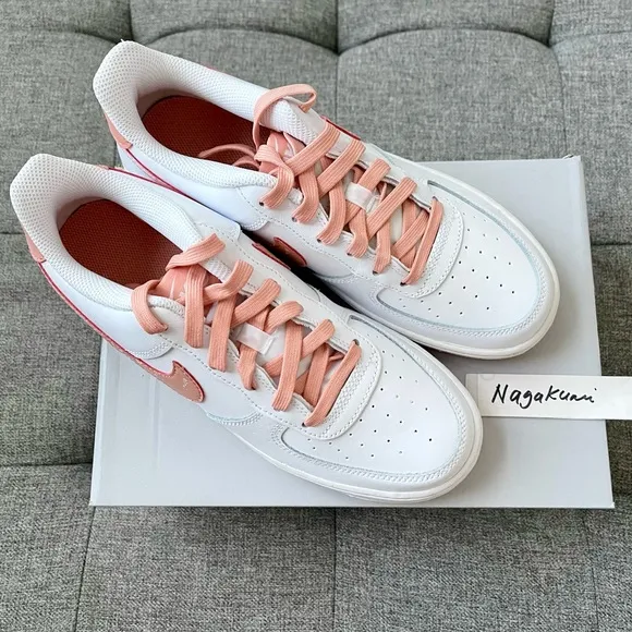 🌸 Nike Air Force 1 white pastel pink shoes (big kids)