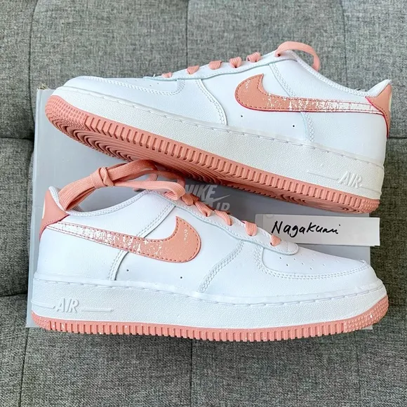 🌸 Nike Air Force 1 white pastel pink shoes (big kids)