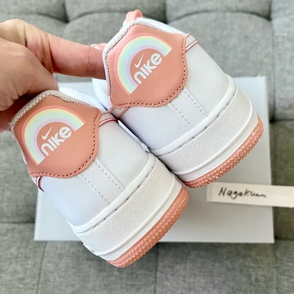🌸 Nike Air Force 1 white pastel pink shoes (big kids)