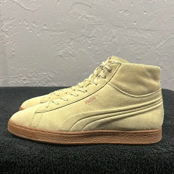 🔥🔥 PUMA Suede hi-tops Sneakers Shoes  - Streetwear Beige US Sz 11 - EXCELLENT