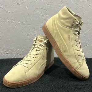 🔥🔥 PUMA Suede hi-tops Sneakers Shoes  - Streetwear Beige US Sz 11 - EXCELLENT