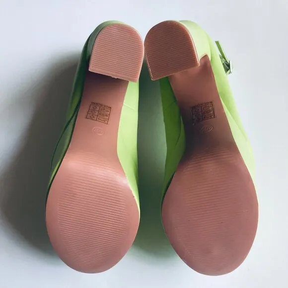 🖤 Super Cute Lime Platform Chunky Babydoll Heals with Ankle Strap