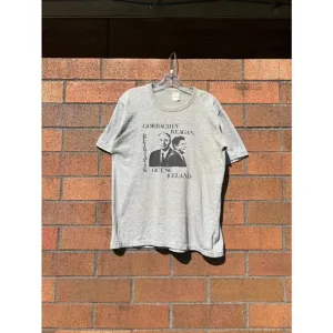 1986 Gorbachev vs Reagan Reykjavik Iceland Summit 80s Vintage Cold War Tee Shirt