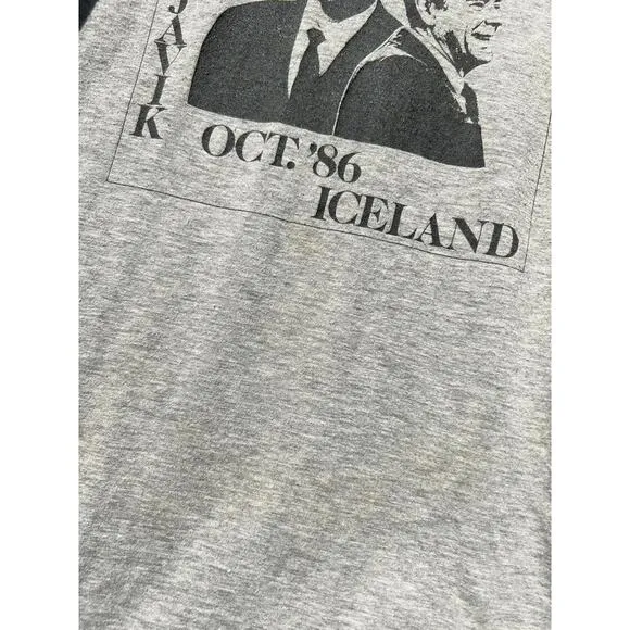 1986 Gorbachev vs Reagan Reykjavik Iceland Summit 80s Vintage Cold War Tee Shirt