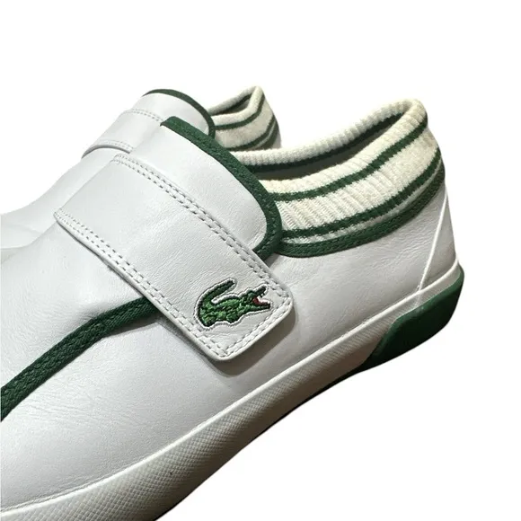 350. 🐊 Lacoste white leather oshaki slip on men’s shoes size 12
