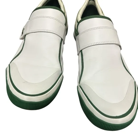 350. 🐊 Lacoste white leather oshaki slip on men’s shoes size 12