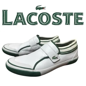 350. 🐊 Lacoste white leather oshaki slip on men’s shoes size 12