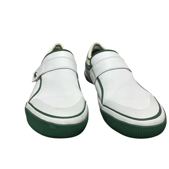 350. 🐊 Lacoste white leather oshaki slip on men’s shoes size 12