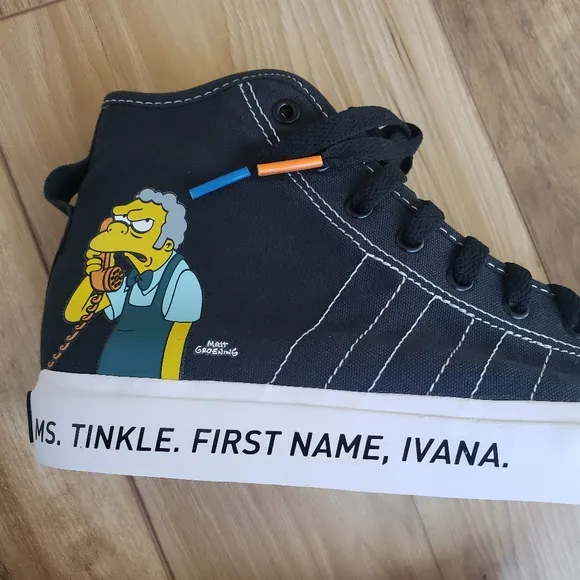 4Y Adidas The Simpsons Nizza Hi RF Junior Pranks On Moe Bart Fan Hi Top Sneakers