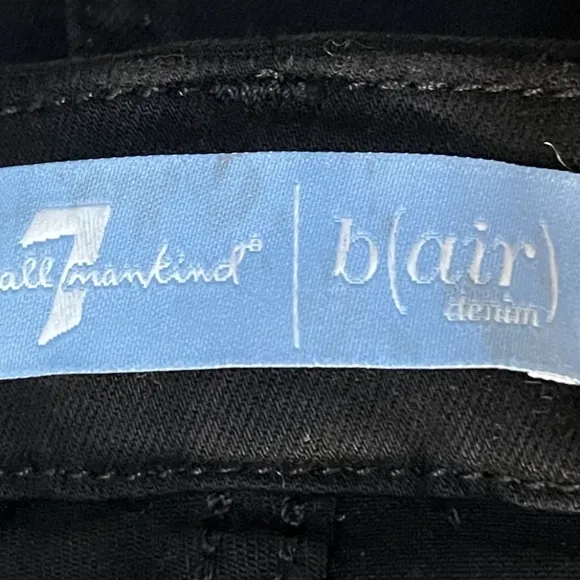 7 For All Mankind Black Skinny High Waist Denim W/Hook &amp; Eye Hem Closure…