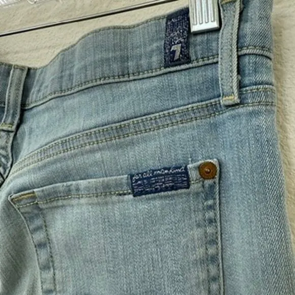7 For All Mankind Josefina Skinny Boyfriend Jeans Light Wash 25 Distressed