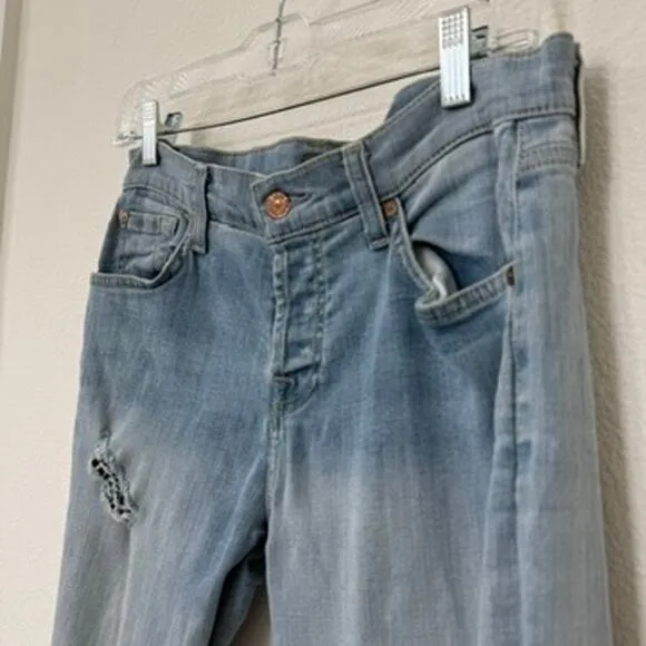 7 For All Mankind Josefina Skinny Boyfriend Jeans Light Wash 25 Distressed