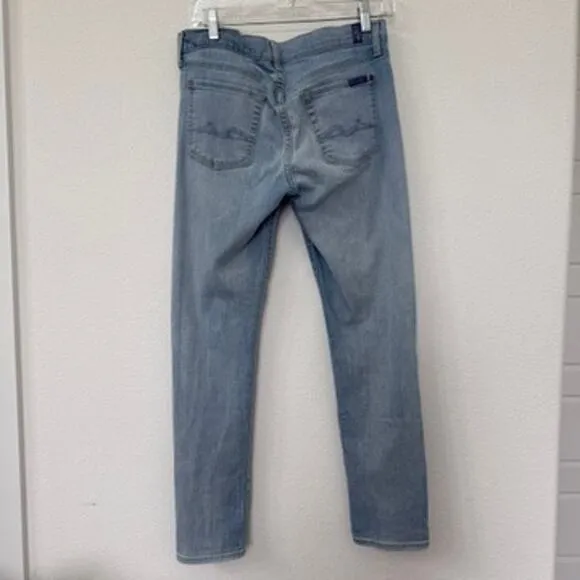 7 For All Mankind Josefina Skinny Boyfriend Jeans Light Wash 25 Distressed