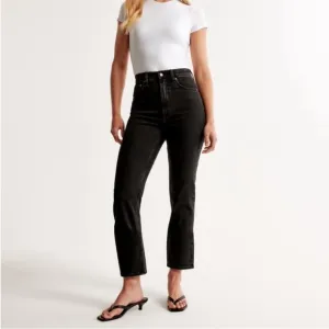A&amp;F Ultra High Rise Ankle Straight Jean Charcoal Black Sz 14