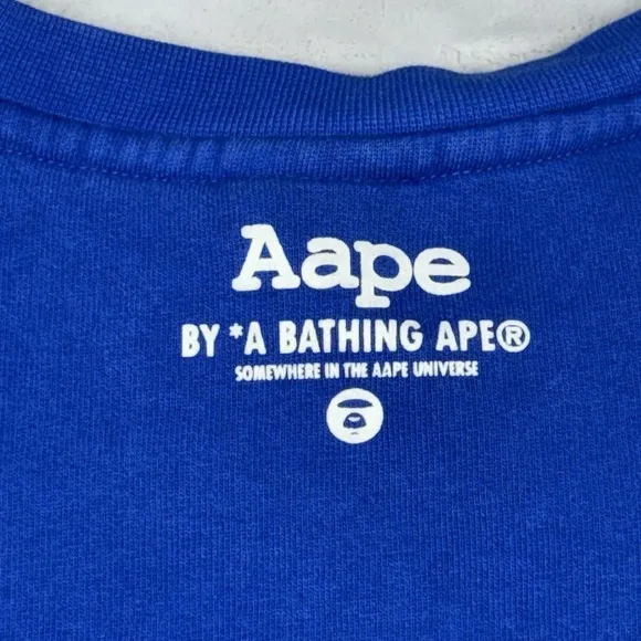 Aape By A Bathing Ape Mens L Blue Long Sleeve Sweatshirt Bape Streetwear