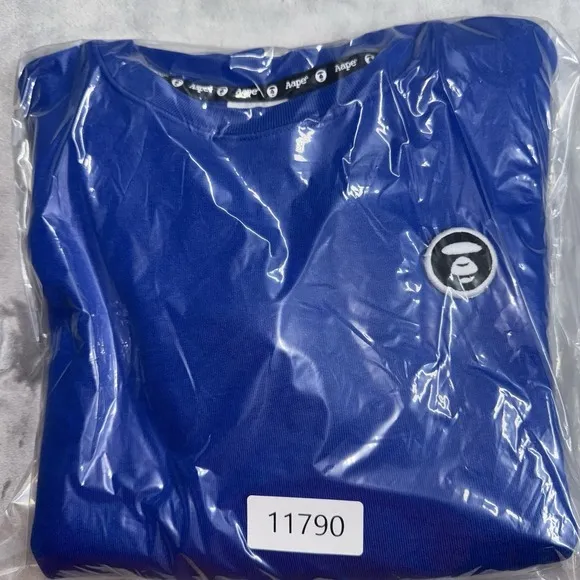 Aape By A Bathing Ape Mens L Blue Long Sleeve Sweatshirt Bape Streetwear