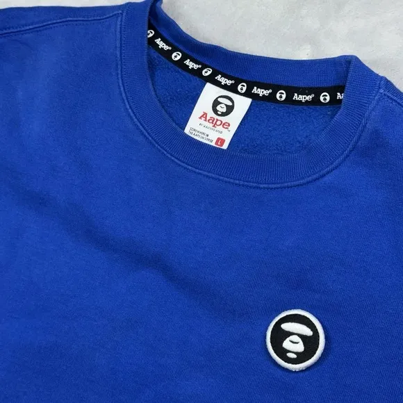 Aape By A Bathing Ape Mens L Blue Long Sleeve Sweatshirt Bape Streetwear