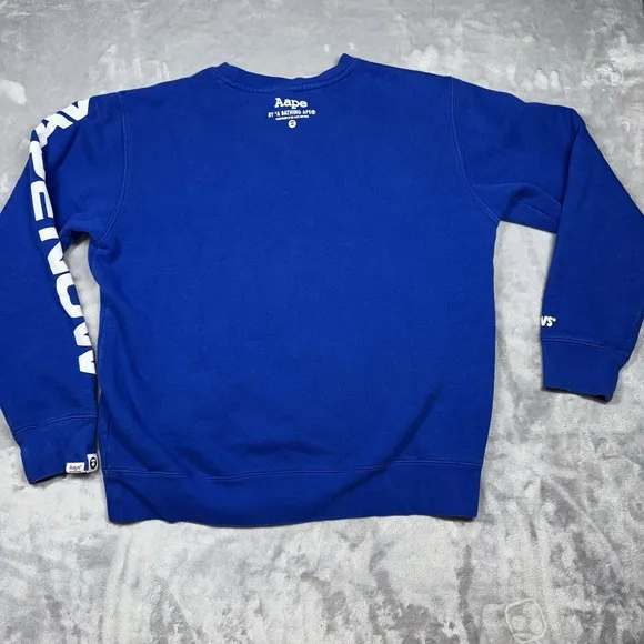 Aape By A Bathing Ape Mens L Blue Long Sleeve Sweatshirt Bape Streetwear