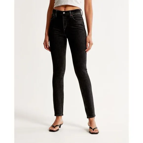 Abercrombie and Fitch High Rise Skinny Jeans - Black - 27