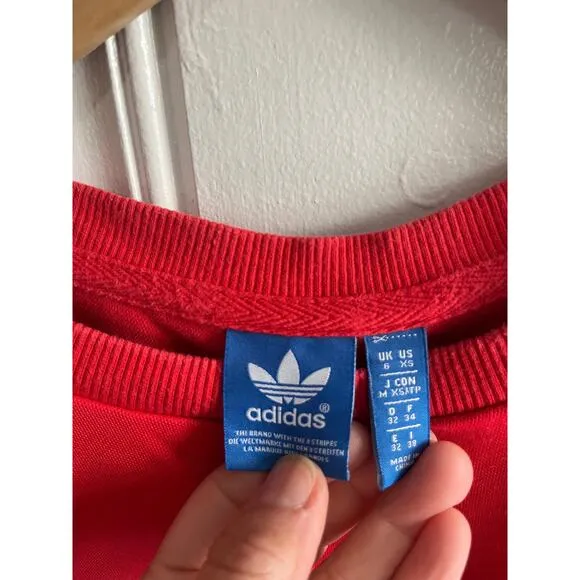 Adidas crew pull over red old school logo size xs