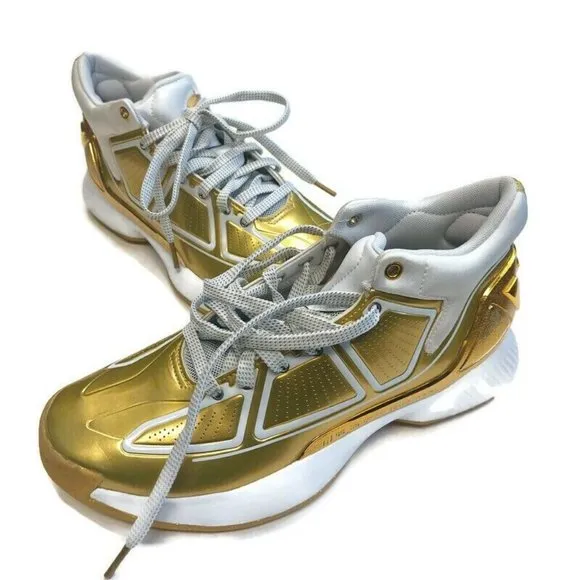 Adidas D Rose 10 Basketball Shoes Mens Size 8 Sneaker FW9487 Metallic Gold White