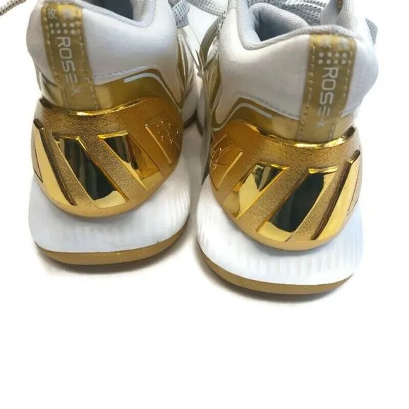 Adidas D Rose 10 Basketball Shoes Mens Size 8 Sneaker FW9487 Metallic Gold White