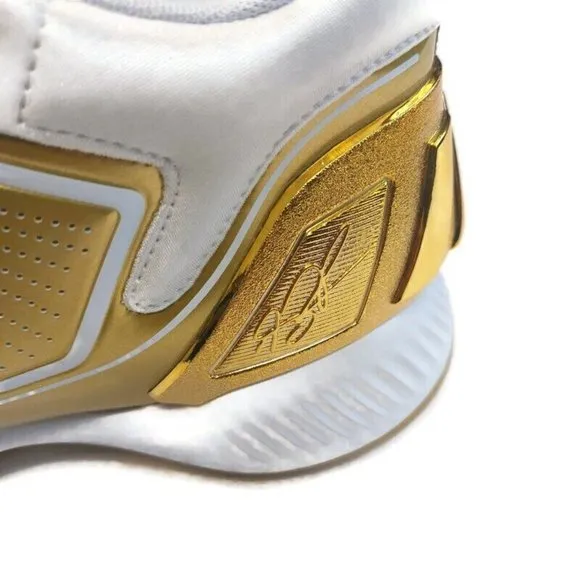Adidas D Rose 10 Basketball Shoes Mens Size 8 Sneaker FW9487 Metallic Gold White