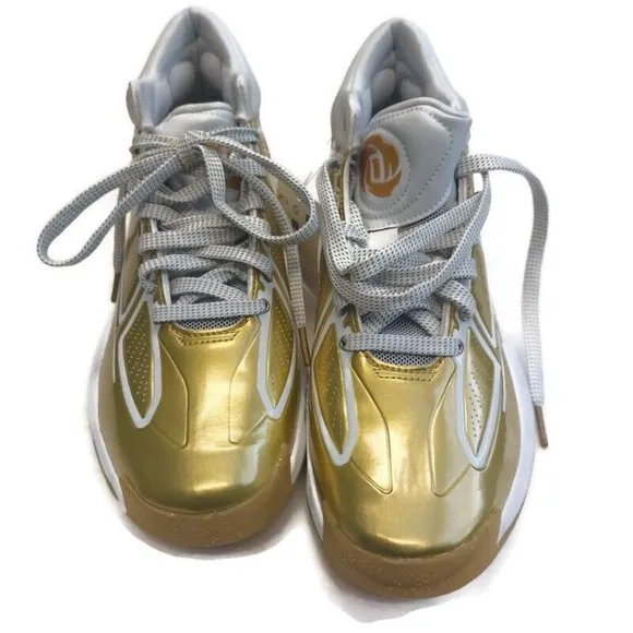 Adidas D Rose 10 Basketball Shoes Mens Size 8 Sneaker FW9487 Metallic Gold White