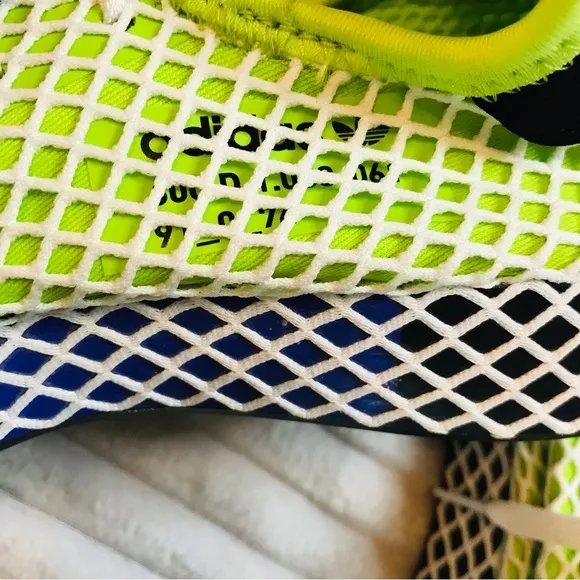 adidas Deerupt Muted Neons Solar Slime Mesh Sneakers Tennis Shoes mens size 5