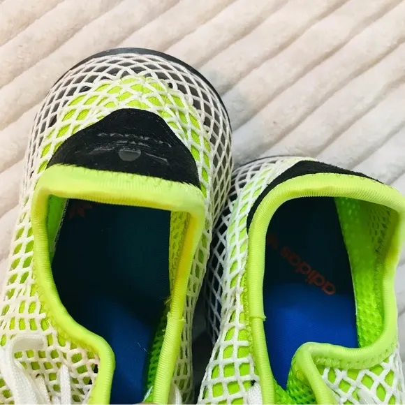 adidas Deerupt Muted Neons Solar Slime Mesh Sneakers Tennis Shoes mens size 5
