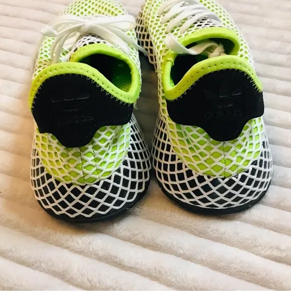 adidas Deerupt Muted Neons Solar Slime Mesh Sneakers Tennis Shoes mens size 5