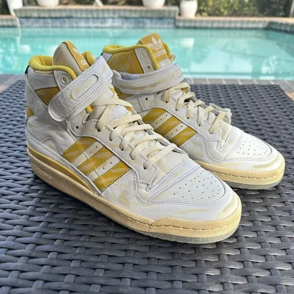 Adidas Forum 84 High Worn Yellow Men's Athletic Shoes GZ6468