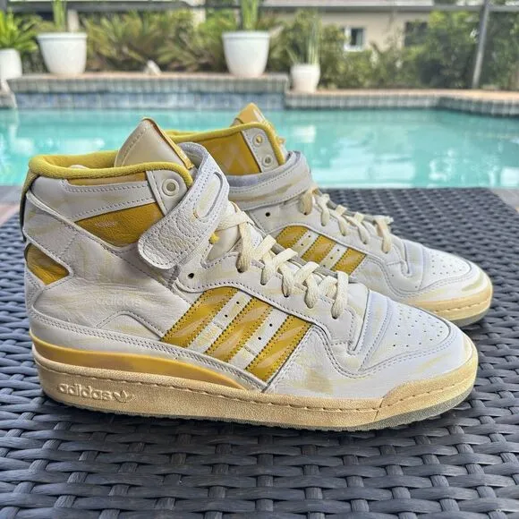 Adidas Forum 84 High Worn Yellow Men's Athletic Shoes GZ6468