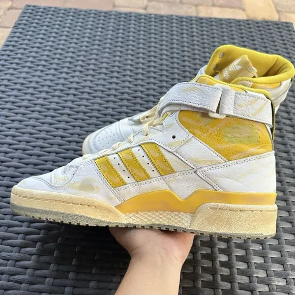 Adidas Forum 84 High Worn Yellow Men's Athletic Shoes GZ6468