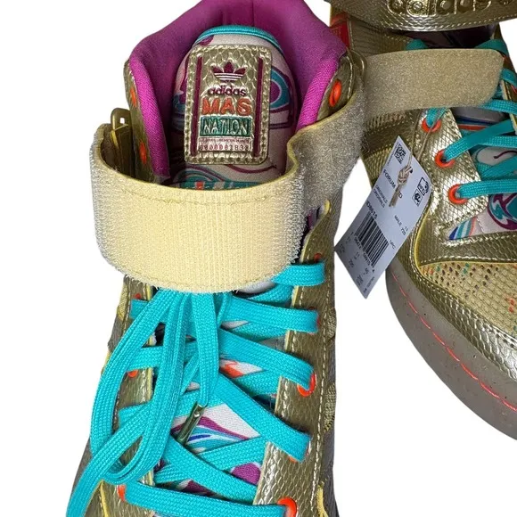 Adidas Forum Men's Mid Gold Metallic High Top Sneakers Fashion‎ Shoes 11.5 NWT