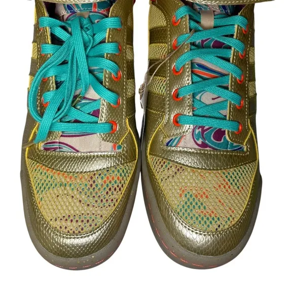 Adidas Forum Men's Mid Gold Metallic High Top Sneakers Fashion‎ Shoes 11.5 NWT
