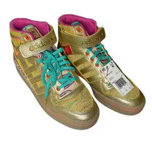 Adidas Forum Men's Mid Gold Metallic High Top Sneakers Fashion‎ Shoes 11.5 NWT