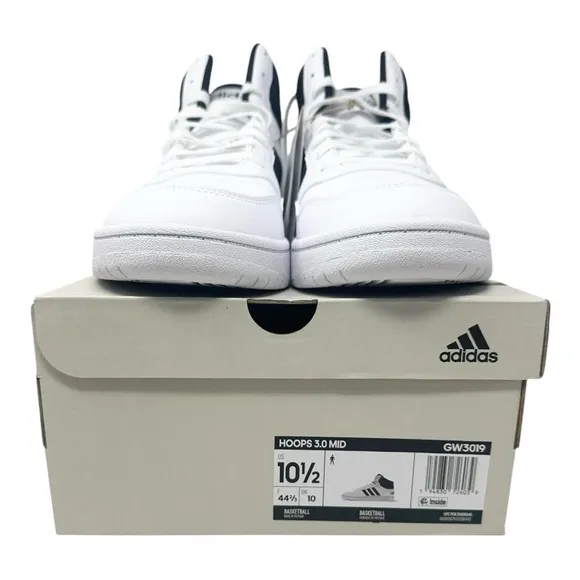 Adidas Men’s Hoops 3.0 Mid GW3019 White/Black Size 10.5