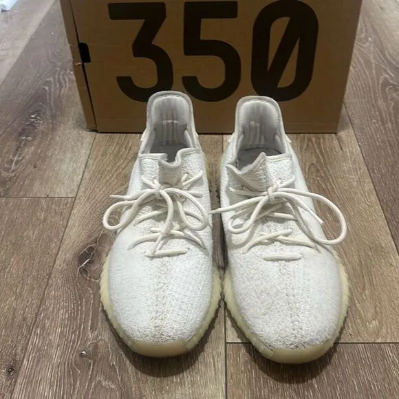 Adidas Mens White Cream Yeezy Boost 350 V2 Athletic Sneaker Shoes Size 11.5