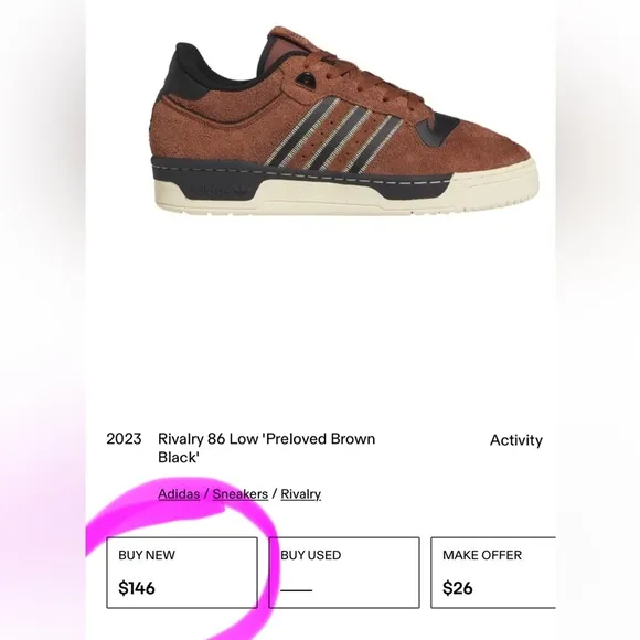 ADIDAS ORIGINALS Mens Brown/Black Rivalry 86 Low Sneakers/Shoes | NEW/NWT!👟🤎