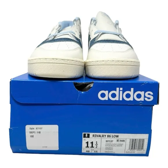 Adidas Originals Mens Rivalry 86 Low Pony-Hair IE7137 Off White/Clear Sky Sz11.5