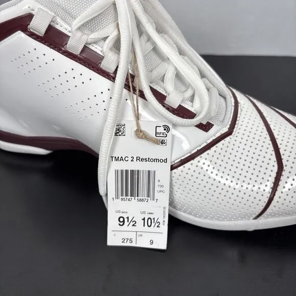 Adidas TMAC 2 Restomod White Maroon Basketball Shoes Sneaker Men Size 9.5 HQ6977