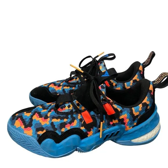 Adidas Trae Young 1 pixels Shoes Men's Size 9 Core Black/Core Black/Sky Rush