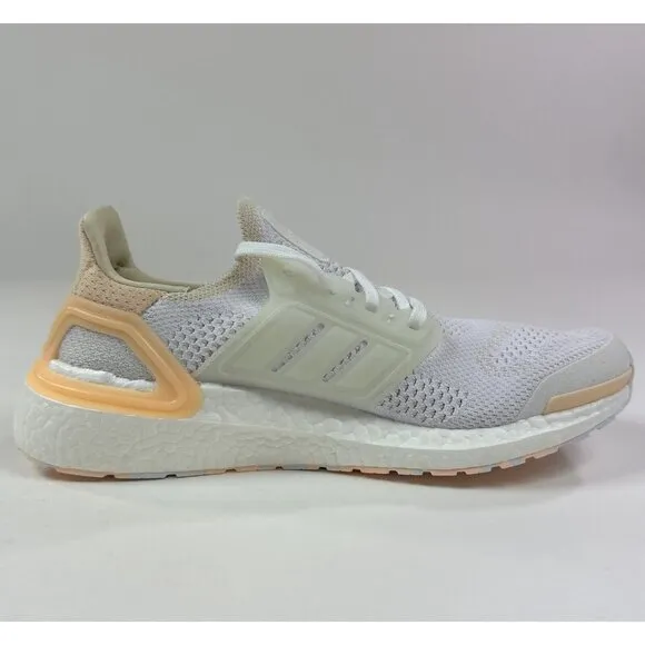 Adidas Ultraboost 19.5 DNA Womens 10 White Orange Running Shoes Sneakers GZ6469